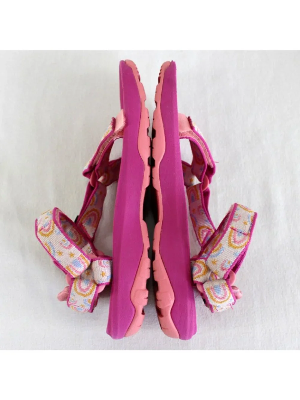 Teva Hurricane XLT 2 Sport Sandals Girls Size 1 Pink Rainbows Strappy Shoes